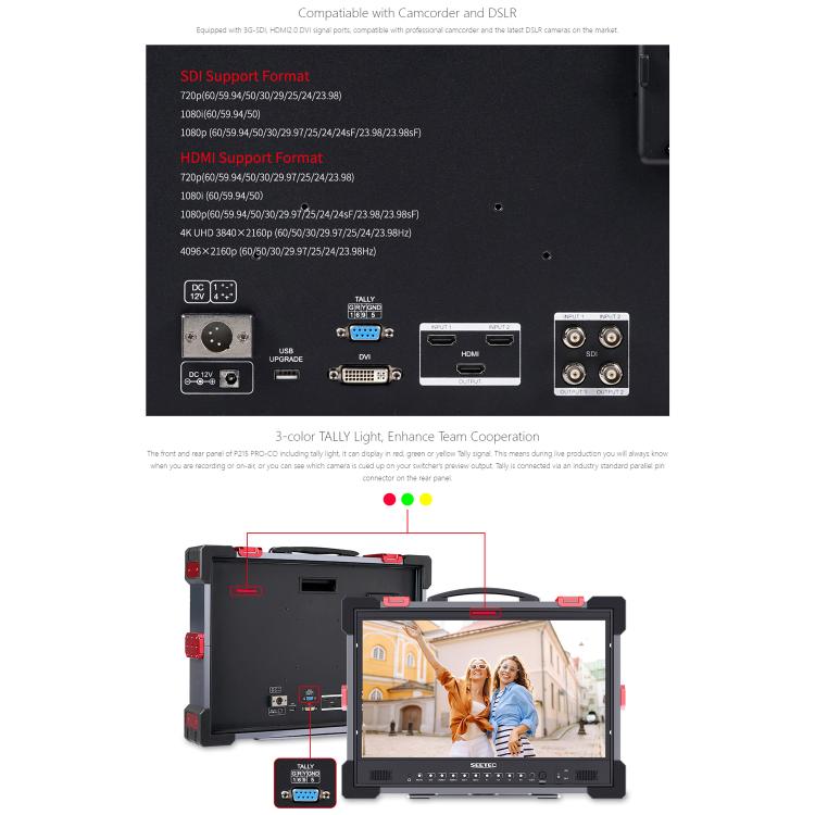 SEETEC P215 PRO-CO 21.5 inch 1000nit High Bright Broadcast Monitor Full HD 1920x1080Monitor, P215 PRO-CO
