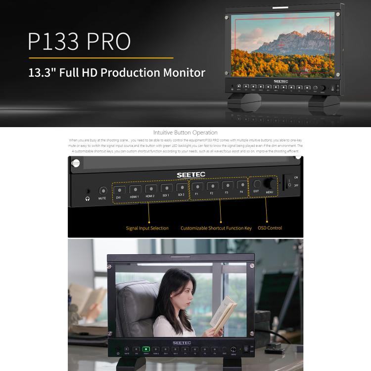 SEETEC P133 PRO 13.3 inch 1000nit High Bright Broadcast Monitor Full HD 1920x1080 Monitor, P133 PRO