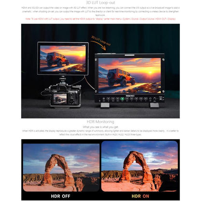 FEELWORLD S10 10.1 inch 12G SDI HDMI2.0 Camera Field Monitor High Brightness 1200nit Touchscreen Monitor, S10