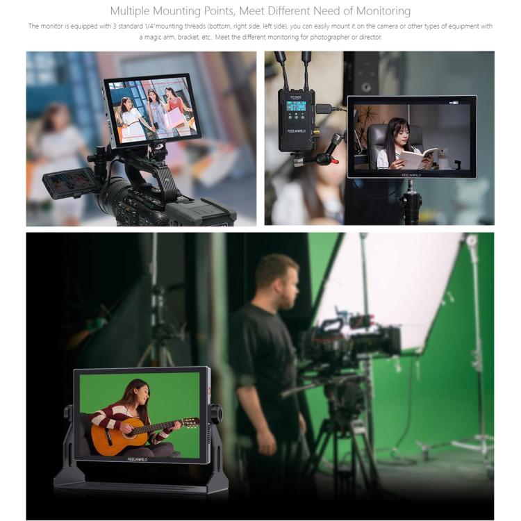FEELWORLD S10 10.1 inch 12G SDI HDMI2.0 Camera Field Monitor High Brightness 1200nit Touchscreen Monitor, S10