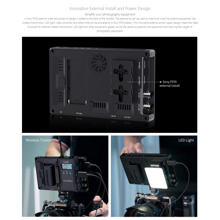 FEELWORLD SH7 7 inch Ultra Bright 2200nit On-camera Monitor SDI HDMI Cross Conversion Monitor, SH7