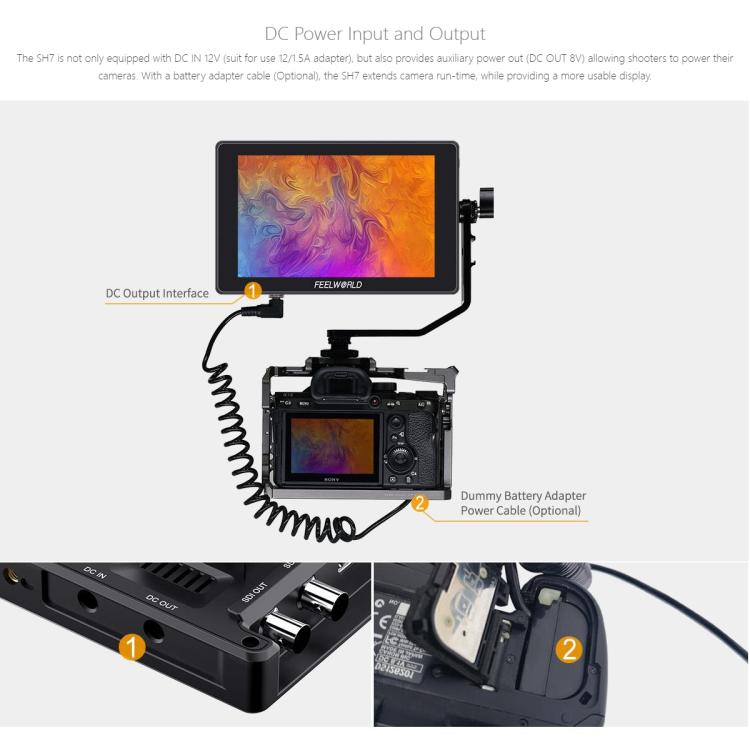FEELWORLD SH7 7 inch Ultra Bright 2200nit On-camera Monitor SDI HDMI Cross Conversion Monitor, SH7