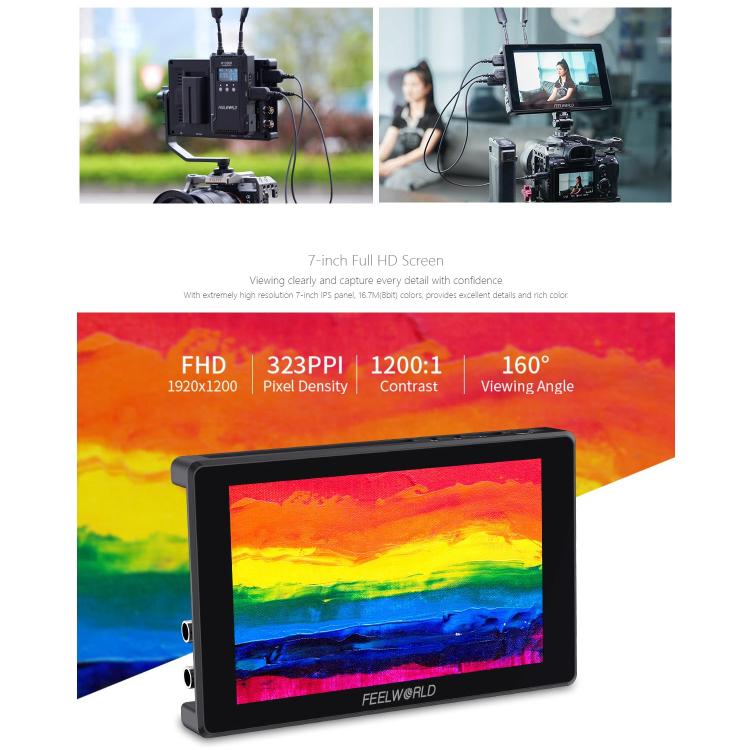 FEELWORLD SH7 7 inch Ultra Bright 2200nit On-camera Monitor SDI HDMI Cross Conversion Monitor, SH7