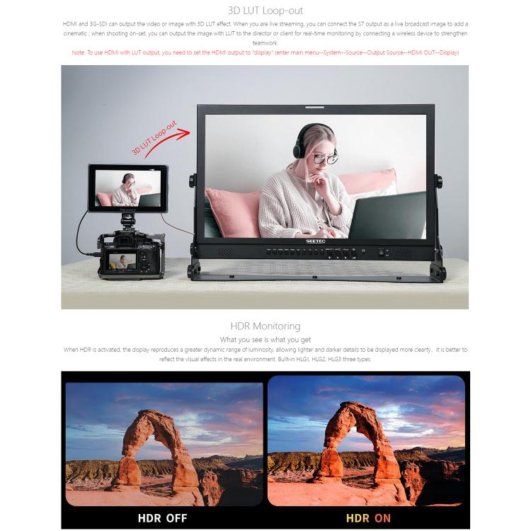 FEELWORLD S7 7 inch 12G SDI HDMI2.0 Camera Field Monitor High Brightness1600nit Touchscreen Monitor, S7
