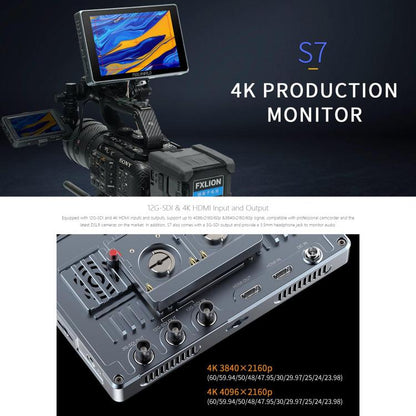 FEELWORLD S7 7 inch 12G SDI HDMI2.0 Camera Field Monitor High Brightness1600nit Touchscreen Monitor, S7