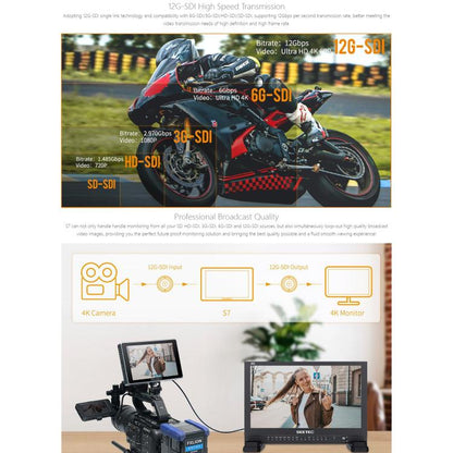 FEELWORLD S7 7 inch 12G SDI HDMI2.0 Camera Field Monitor High Brightness1600nit Touchscreen Monitor, S7