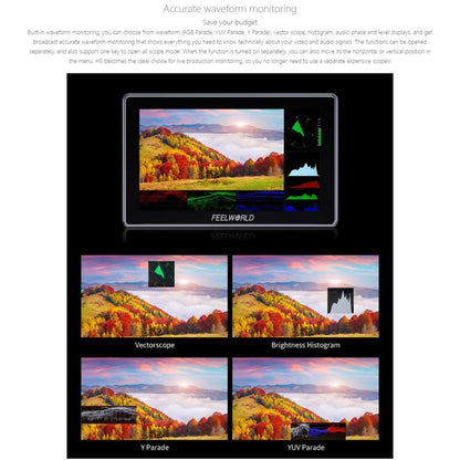 FEELWORLD H5 5.5 inch 12G SDI HDMI 2.0 Camera Field Monitor High Brightness 1200nit Touchscreen Monitor, H5