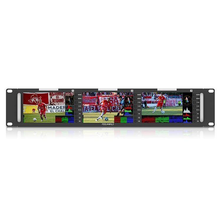 FEELWORLD T51 PLUS-H Triple 5.5 inch 2RU Rackmount Monitor Full HD 4K HDMI SDI AV Monitor, T51 PLUS-H