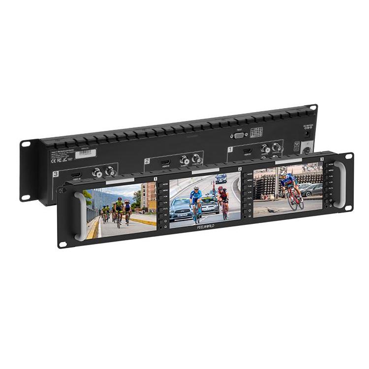 FEELWORLD T51 PLUS-H Triple 5.5 inch 2RU Rackmount Monitor Full HD 4K HDMI SDI AV Monitor, T51 PLUS-H