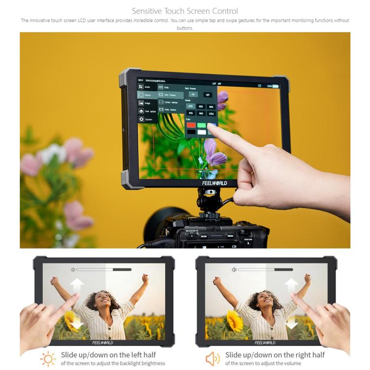 FEELWORLD T10 10.1 inch Aluminium DSLR Camera Field Monitor Touch Screen 4K HDMI Monitor, T10