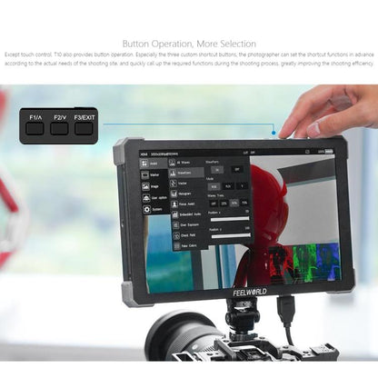 FEELWORLD T10 10.1 inch Aluminium DSLR Camera Field Monitor Touch Screen 4K HDMI Monitor, T10