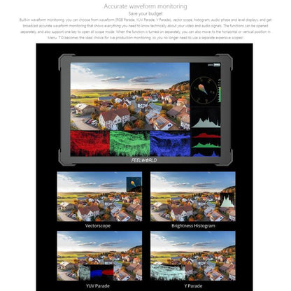 FEELWORLD T10 10.1 inch Aluminium DSLR Camera Field Monitor Touch Screen 4K HDMI Monitor, T10