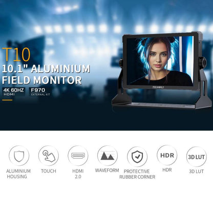 FEELWORLD T10 10.1 inch Aluminium DSLR Camera Field Monitor Touch Screen 4K HDMI Monitor, T10