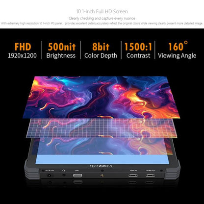 FEELWORLD T10 10.1 inch Aluminium DSLR Camera Field Monitor Touch Screen 4K HDMI Monitor, T10