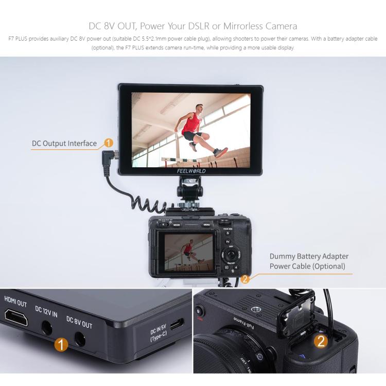 FEELWORLD F7 PLUS 7 inch DSLR Camera Field Monitor Touch Screen 4K HDMI High Brightness 1200nit Monitor, F7 PLUS