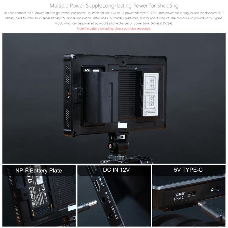 FEELWORLD F7 PLUS 7 inch DSLR Camera Field Monitor Touch Screen 4K HDMI High Brightness 1200nit Monitor, F7 PLUS