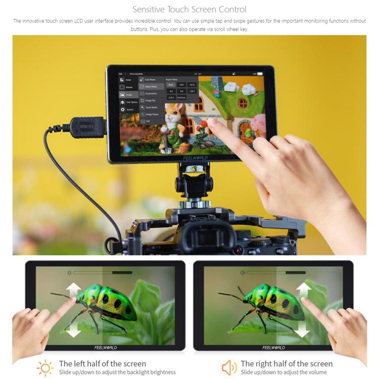 FEELWORLD P6XL 6.0 inch Aluminium Built-in Battery DSLR Camera Field Monitor Touch Screen 4K HDMI High Brightness 1200nit Monitor, P6XL