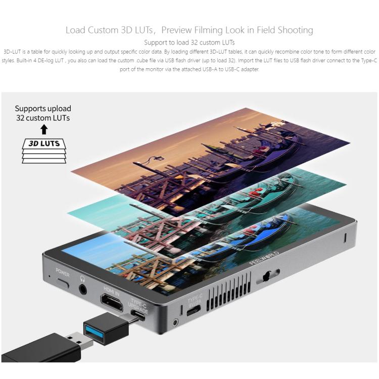 FEELWORLD P6XL 6.0 inch Aluminium Built-in Battery DSLR Camera Field Monitor Touch Screen 4K HDMI High Brightness 1200nit Monitor, P6XL