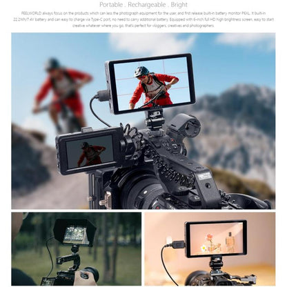 FEELWORLD P6XL 6.0 inch Aluminium Built-in Battery DSLR Camera Field Monitor Touch Screen 4K HDMI High Brightness 1200nit Monitor, P6XL
