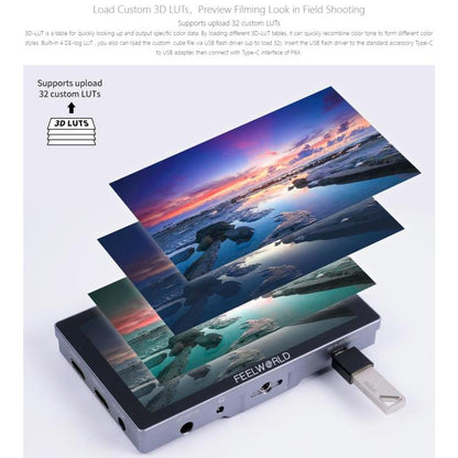 FEELWORLD P6X 5.5 inch Aluminium DSLR Camera Field Monitor Touch Screen 4K HDMI High Brightness 1000nit Monitor, P6X