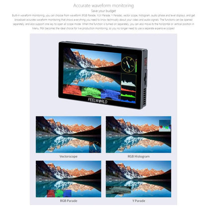 FEELWORLD P6X 5.5 inch Aluminium DSLR Camera Field Monitor Touch Screen 4K HDMI High Brightness 1000nit Monitor, P6X