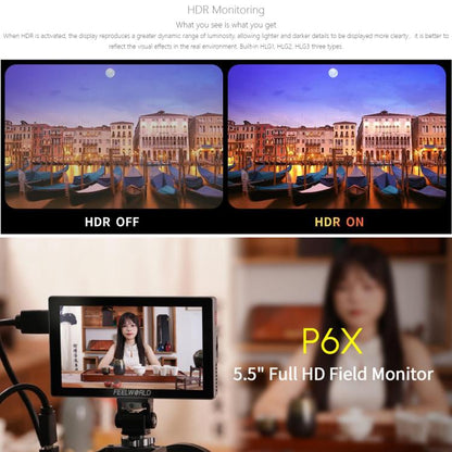 FEELWORLD P6X 5.5 inch Aluminium DSLR Camera Field Monitor Touch Screen 4K HDMI High Brightness 1000nit Monitor, P6X