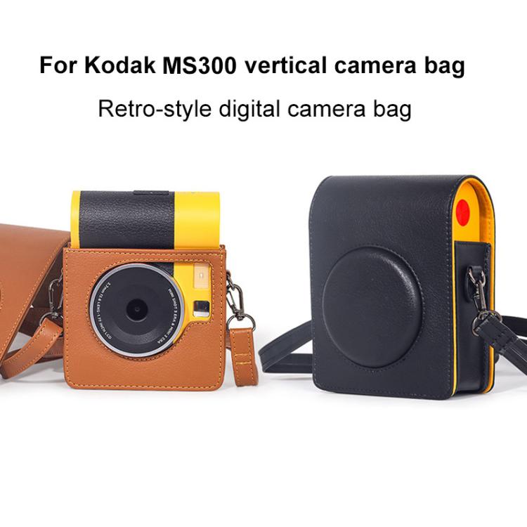 Vertical Full Body Camera Vegan Leather Case Bag with Strap For Kodak MINI SHOT 3 ERA MS300, For Kodak MINI SHOT 3 ERA MS300