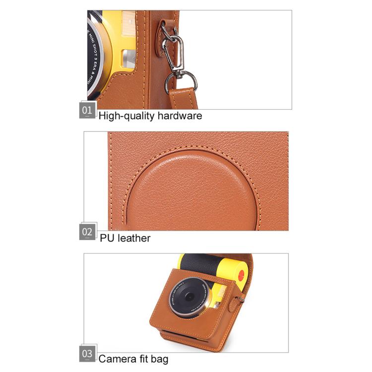 Vertical Full Body Camera Vegan Leather Case Bag with Strap For Kodak MINI SHOT 3 ERA MS300, For Kodak MINI SHOT 3 ERA MS300