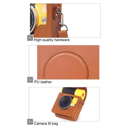 Vertical Full Body Camera Vegan Leather Case Bag with Strap For Kodak MINI SHOT 3 ERA MS300, For Kodak MINI SHOT 3 ERA MS300