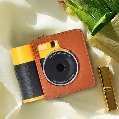 Vertical Full Body Camera Vegan Leather Case Bag with Strap For Kodak MINI SHOT 3 ERA MS300, For Kodak MINI SHOT 3 ERA MS300