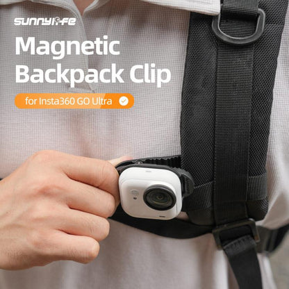 For Insta360 GO Ultra Sunnylife Magnetic Backpack Clip Action Camera Clamp Vertical-Horizontal Mount, For Insta360 GO Ultra Black