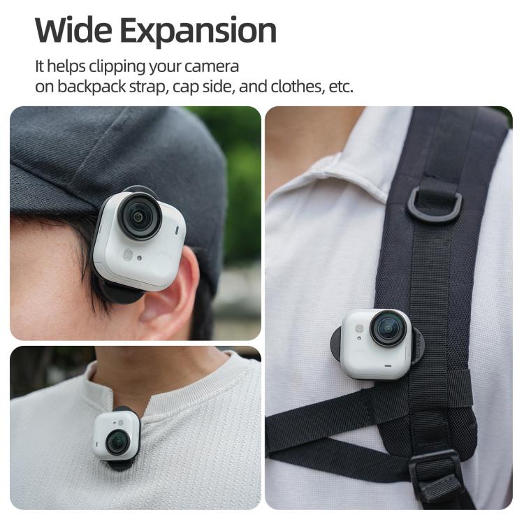 For Insta360 GO Ultra Sunnylife Magnetic Backpack Clip Action Camera Clamp Vertical-Horizontal Mount, For Insta360 GO Ultra Black