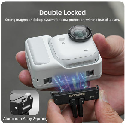 For Insta360 GO Ultra Sunnylife Magnetic Quick Release Adapter Mount Foldable Base Dual-Claws 1/4 Adapter, AD049 For Insta360 GO Ultra