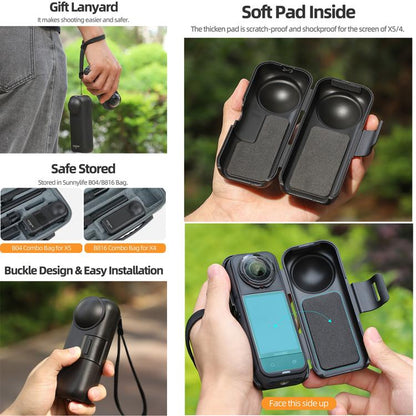 For Insta360 X5 / X4 Sunnylife Integrated Lens Screen Protective Cover Camera Case with Strap