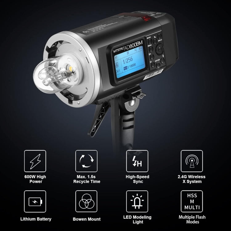 Godox WITSTRO AD600BM Bowens Mount 600Ws GN87 High Speed Mount Studio Speedlight