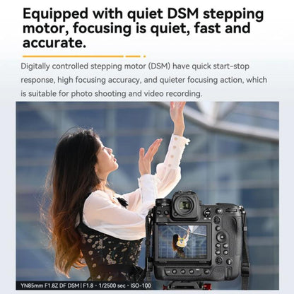 YONGNUO YN85mm F1.8Z DF DSM Lens for Nikon Z6II / Z7II Z-mount Full-frame, YN85mm F1.8Z