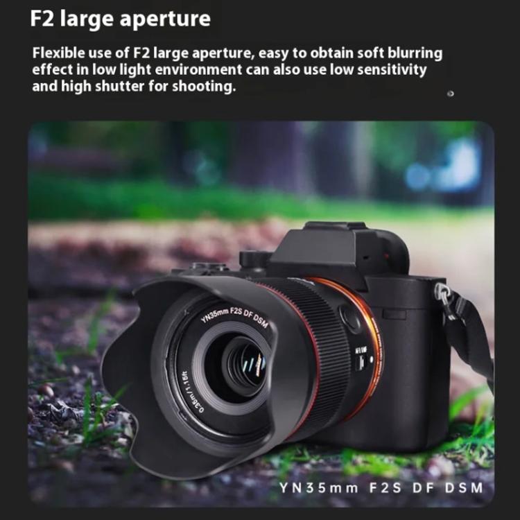 YONGNUO YN35mm F2S DF DSM Wide-Angle Prime Lens for Sony E-mount Full-frame, YN35mm F2S