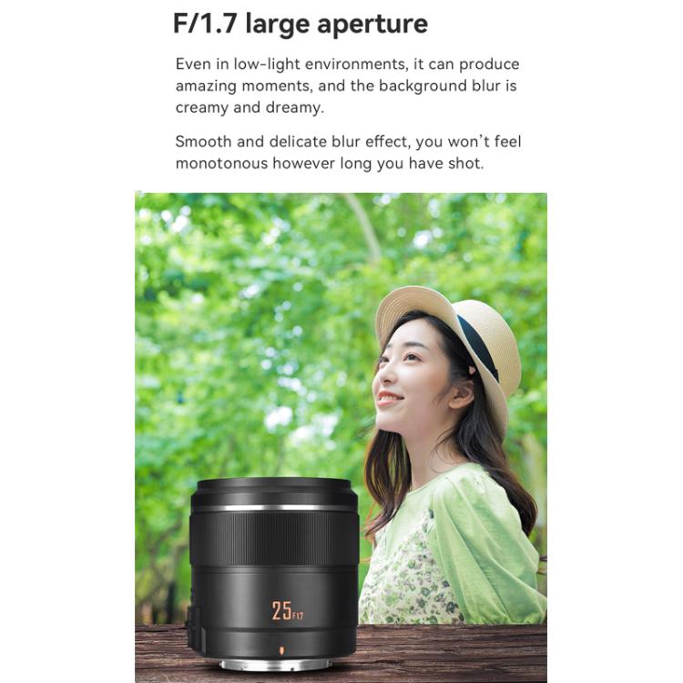 YONGNUO YN25mm F1.7M STM M4/3 Mount Lens for Panasonic / Olympus, YN25mm F1.7M