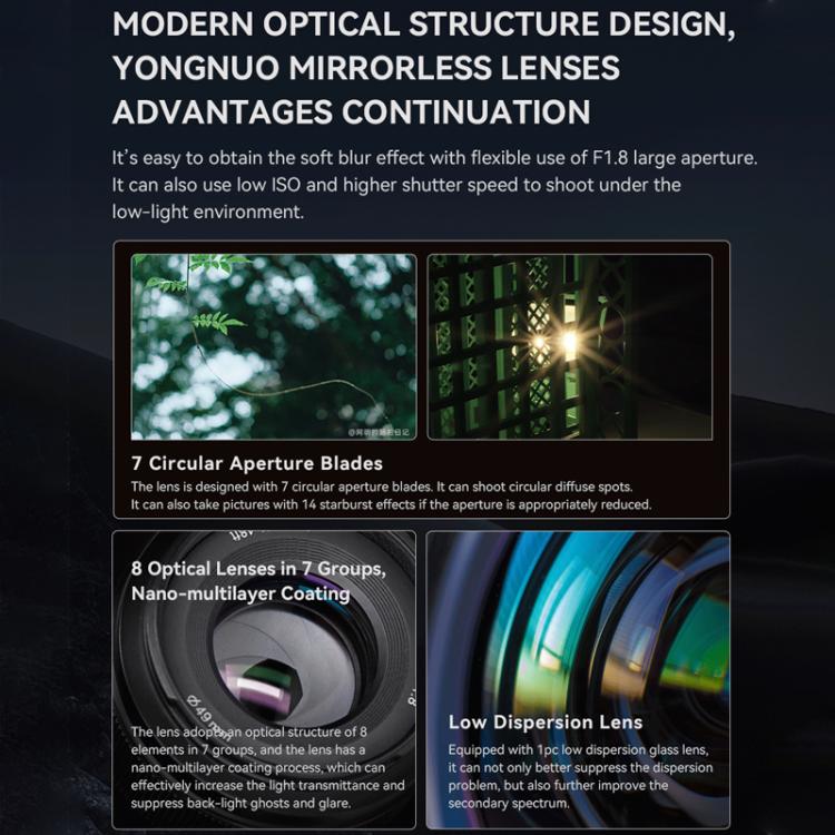 YONGNUO YN50mm F1.8X DA DSM APS-C Frame Standard Prime Lens for FUJIFILM X-mount Mirrorless Cameras, YN50mm F1.8X DA DSM