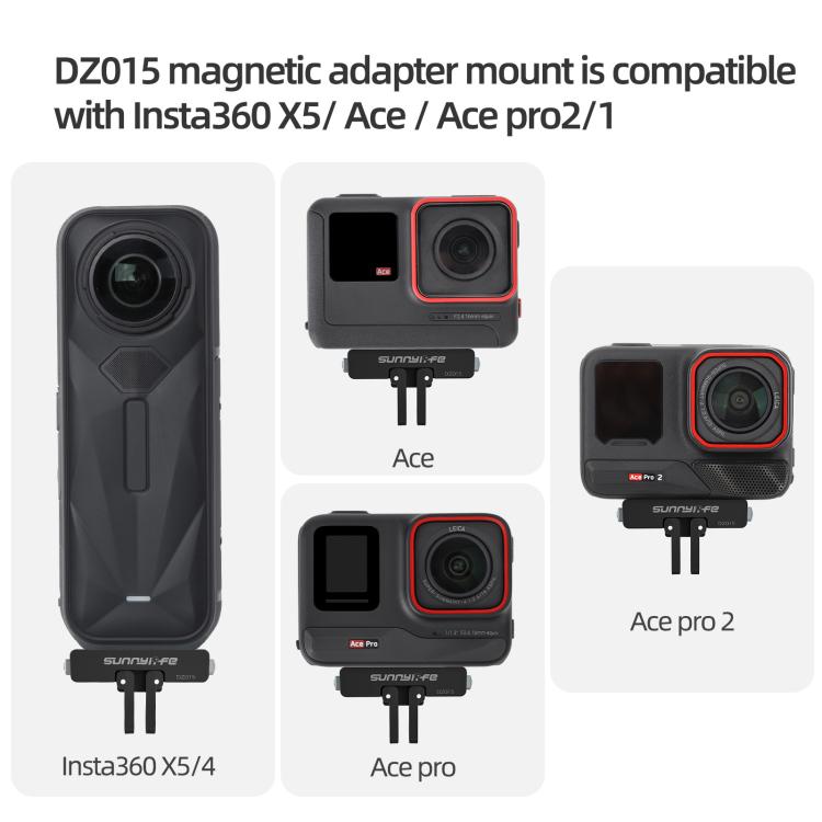 For Insta360 X5 / X4 Sunnylife L-Type Vertical-Horizontal Magnetic Mount with DZ015 Magnetic Adapter Quick Release Mount Adapter Stand