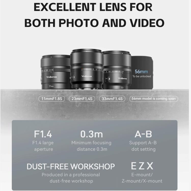 YONGNUO YN23mm F1.4S DA DSM WL Pro APS-C Frame Lens with Remote Control for Sony E-mount, YN23mm F1.4S DA DSM WL Pro