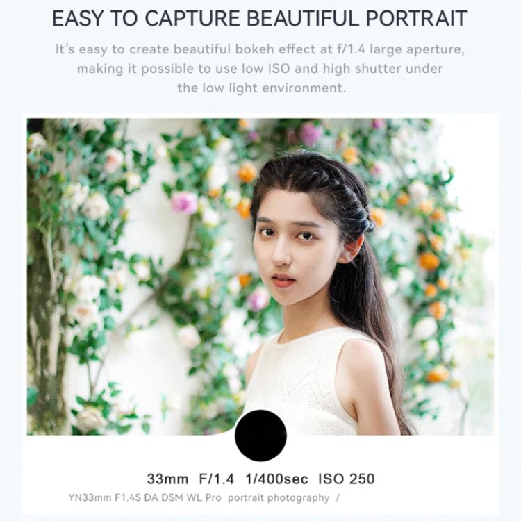YONGNUO YN33mm F1.4S DA DSM WL Pro APS-C Frame Lens with Remote Control for Sony E-mount, YN33mm F1.4S DA DSM WL Pro
