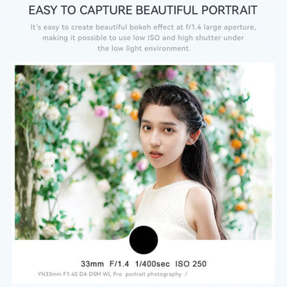 YONGNUO YN33mm F1.4S DA DSM WL Pro APS-C Frame Lens with Remote Control for Sony E-mount, YN33mm F1.4S DA DSM WL Pro