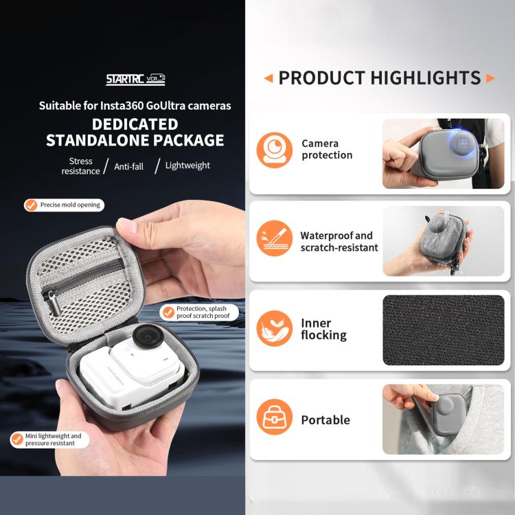 For Insta360 GO Ultra STARTRC Mini Portable Body Diamond Texture PU Storage Bag, For Insta360 GO Ultra 1