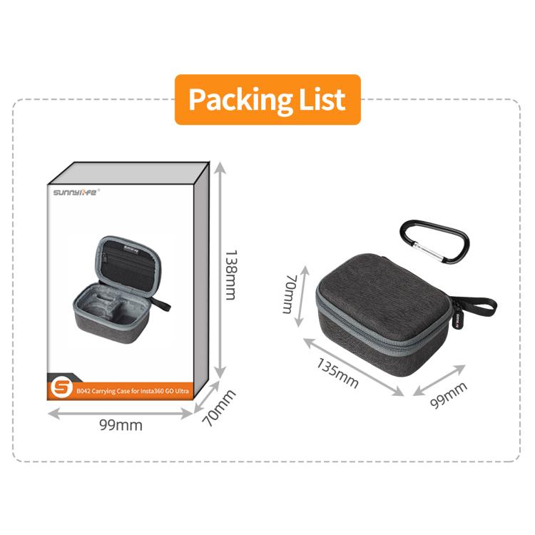 For Insta360 GO Ultra Sunnylife Standard Portable Protective Box Storage Bag, For Insta360 GO Ultra