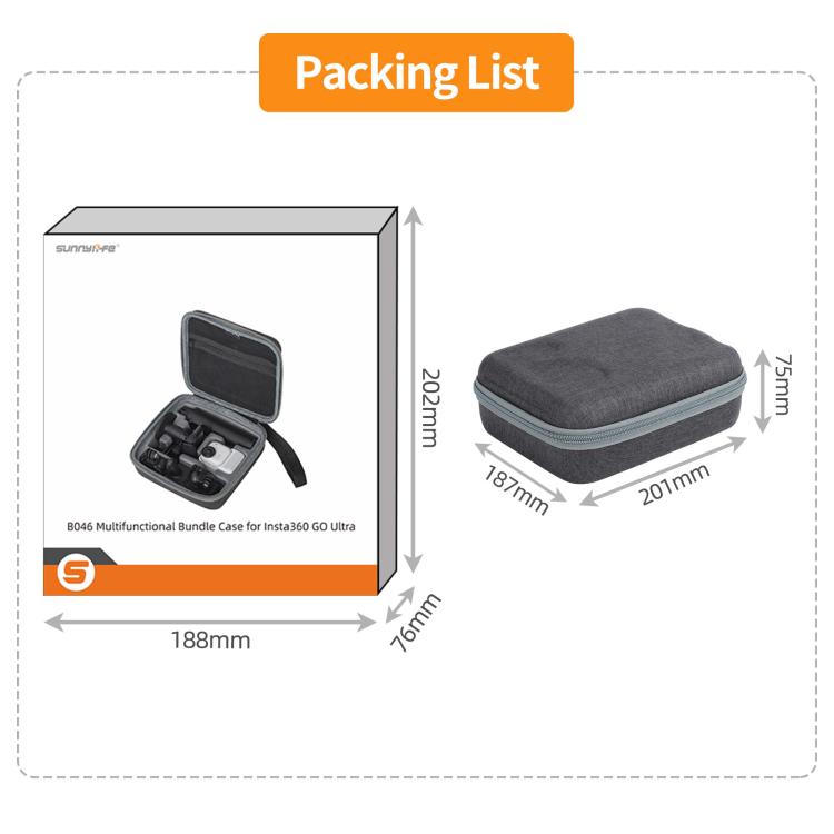For Insta360 GO Ultra Sunnylife Full Kit Portable Protective Box Storage Bag, For Insta360 GO Ultra