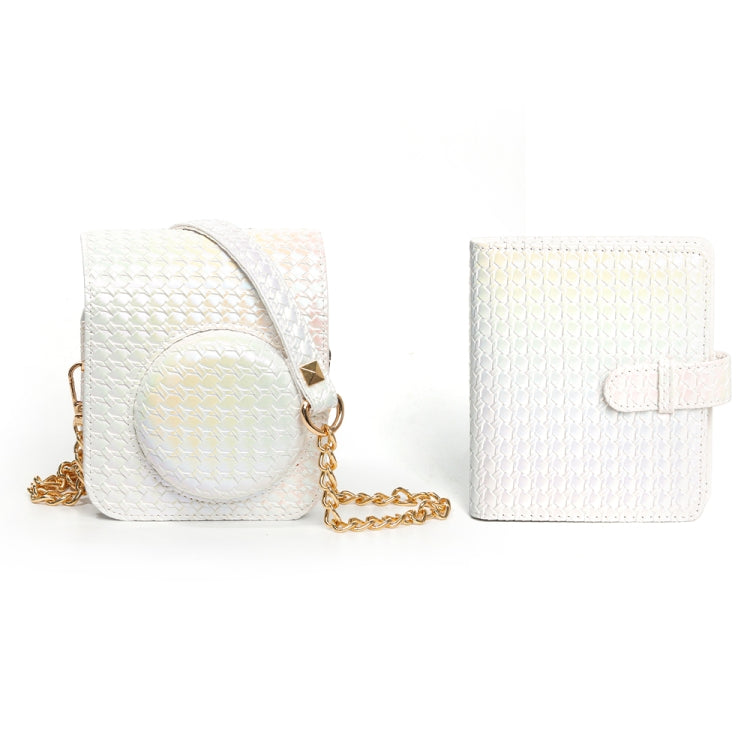 For FUJIFILM instax mini 12 Colorful Woven Leather Case Full Body Camera Bag + Photo Album with Strap