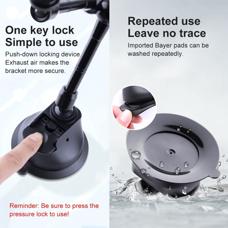 Dual-leg Suction Cup Articulating Friction Magic Arm Phone Clamp Mount, Dual-leg Suction Cup Magic Arm