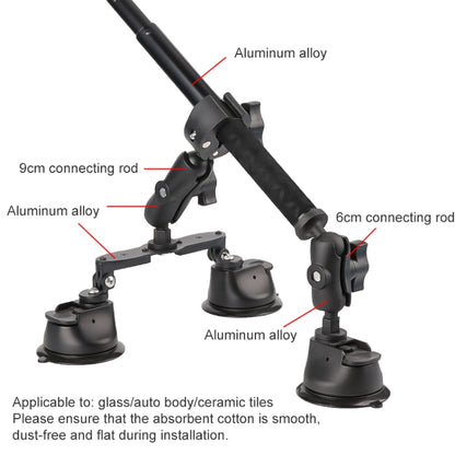 Dual-leg Suction Cup + Single Suction Cup with Selfie Stick Kits, Suction Cup Selfie Stick