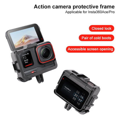 For Insta360 Ace / Ace Pro PC Cage Expansion Adapter Frame with Dual Cold Shoe Bases, For Insta360 Ace / Ace Pro / Ace Pro 2